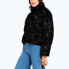 Short sequin coat. ALBA model. Padded and very warm. 2 sizes: S/M and L