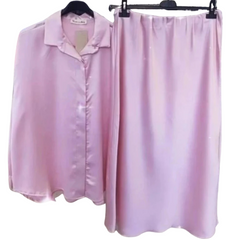 Blusa Talla Grande. Color rosa de saten