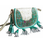 Bolso MADRID de Piel Auténtica. En colores marfil, azul turquesa, dorado, fuchsia. Tamaño MEDIANO