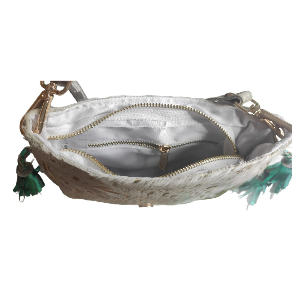 Bolso MADRID de Piel Auténtica. En colores marfil, azul turquesa, dorado, fuchsia. Tamaño MEDIANO