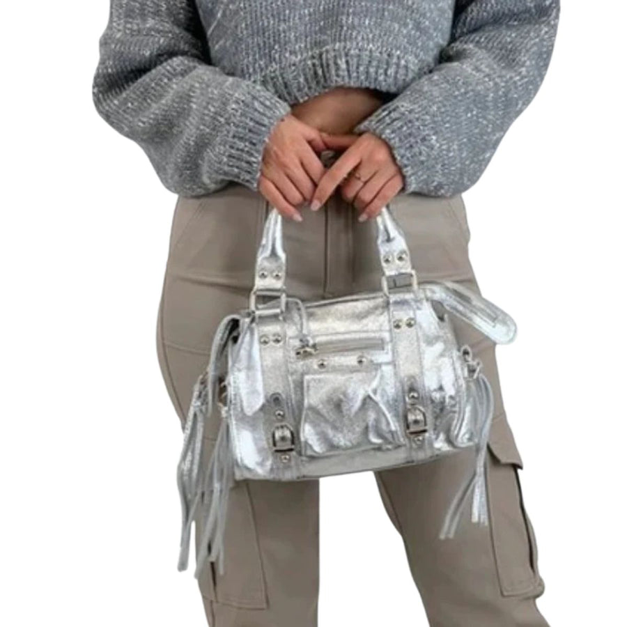 Bolso PLATA de Piel Auténtica inspiración Balenciaga. Tamaño PEQUEÑO