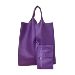 Metallic leather shopper bag