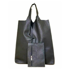 Metallic leather shopper bag