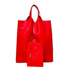 Metallic leather shopper bag