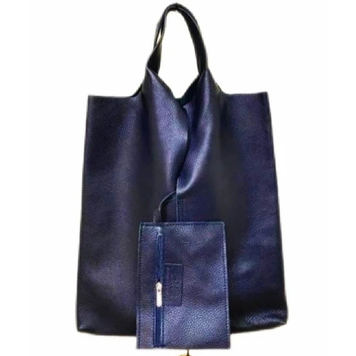 Metallic leather shopper bag