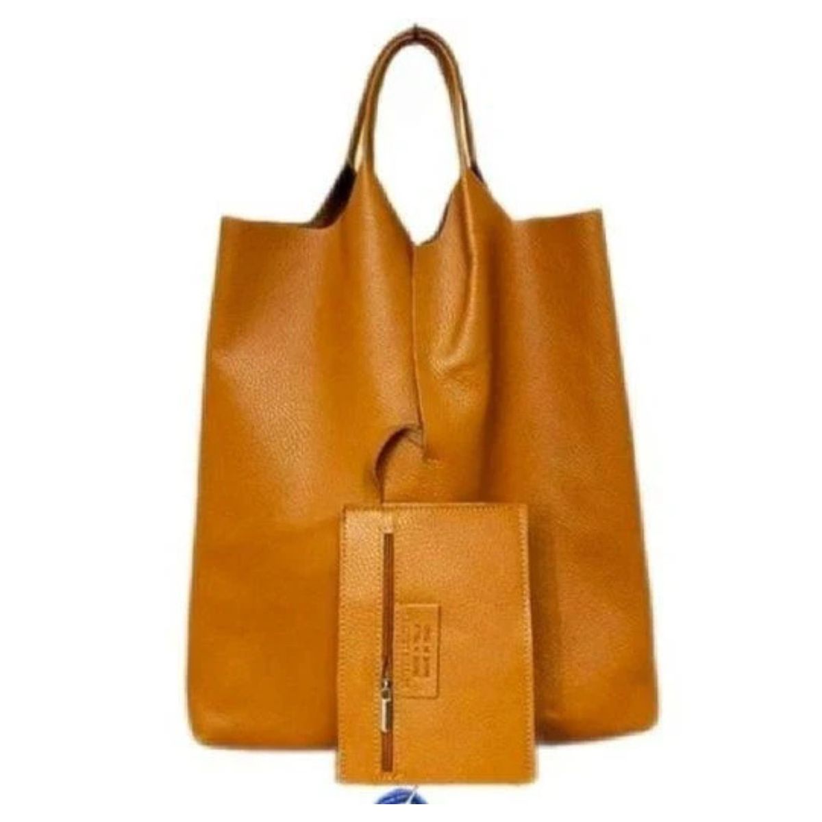 Metallic leather shopper bag