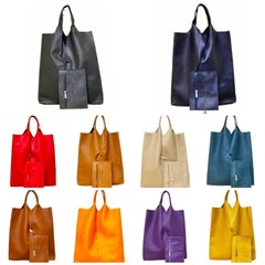 Metallic leather shopper bag