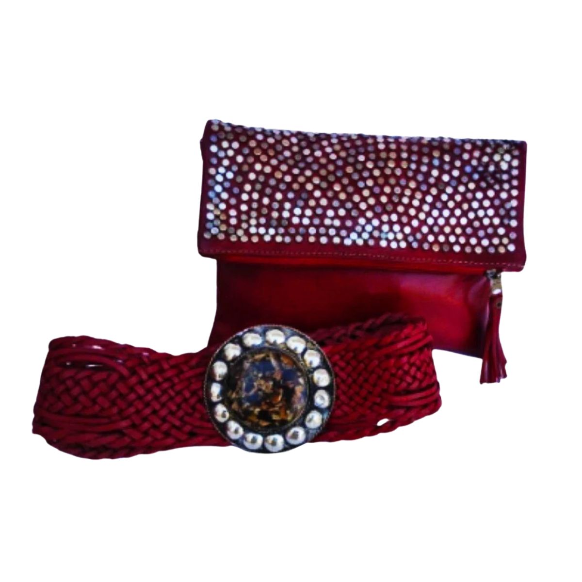 Bolso de piel color vino burdeos + cinturón (Burgundy GENUINE LEATHER Bag)