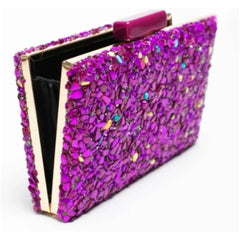 Bolso fiesta. Clutch de color Fucsia Buganvilla con piedritas. Hot Pink clutch