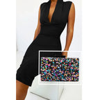 Bolso fiesta. Clutch de color NEGRO con piedritas de colores. Clutch NEGRO