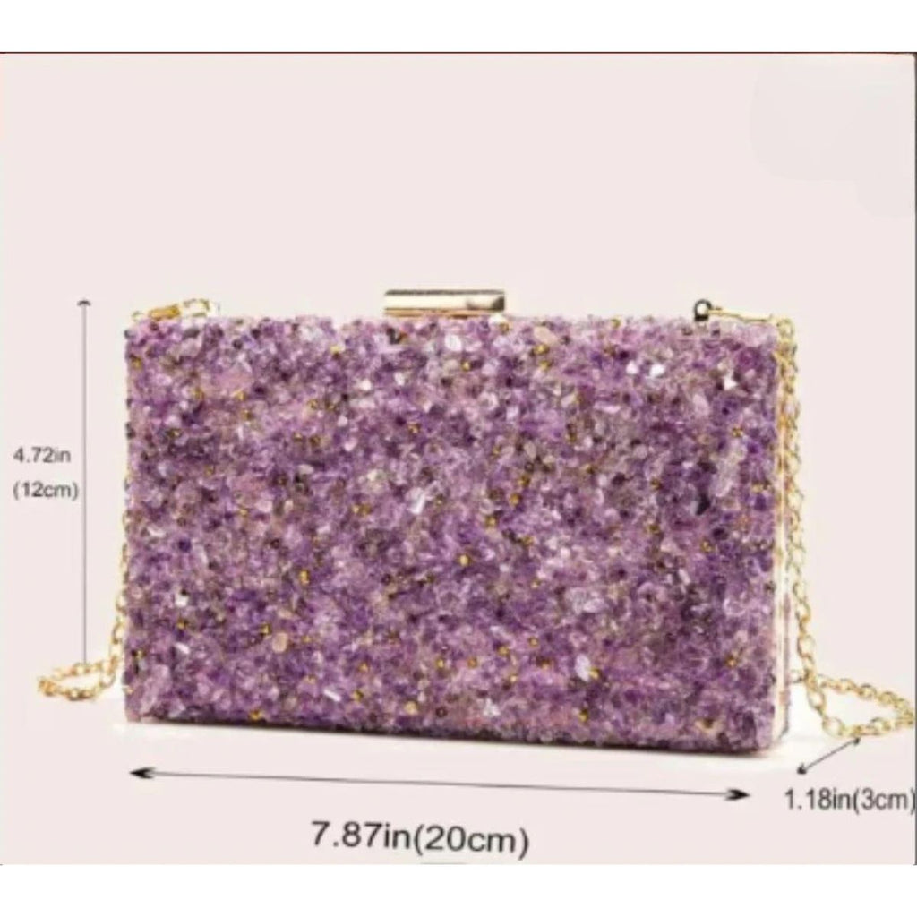 Bolso fiesta. Clutch de color NEGRO con piedritas de colores. Clutch NEGRO