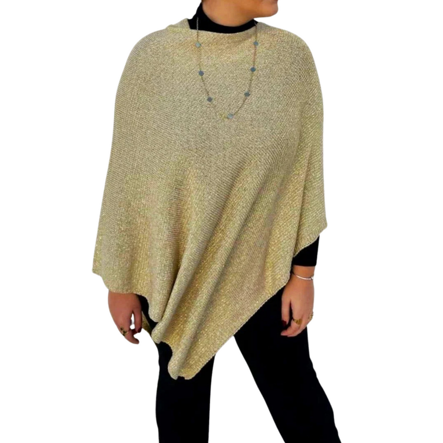 Knitted GOLD cape or poncho.