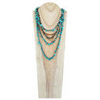 Collar de crochet con piedras AZUL TURQUESA