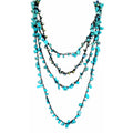 Collar de crochet con piedras AZUL TURQUESA