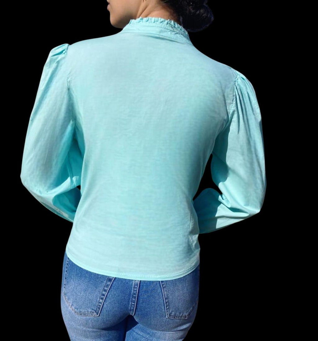 NOVEDAD: Blusa de algodón color Azul Turquesa. Mod. Vaiana. Talla única: da desde la 34 a la 38-40