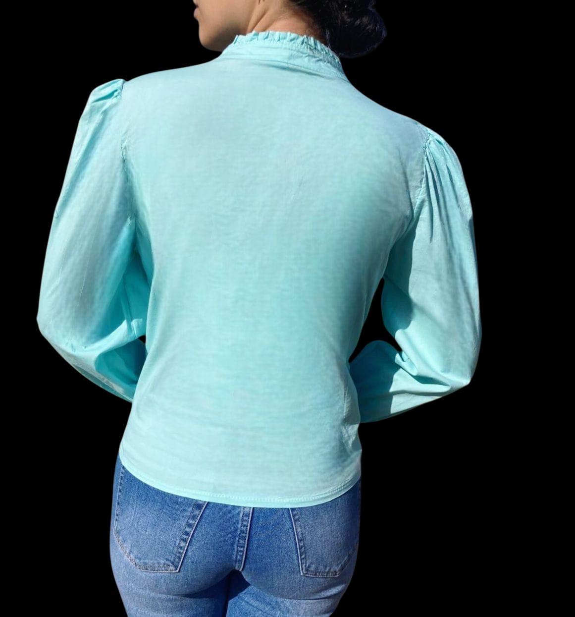 NOVEDAD: Blusa de algodón color Azul Turquesa. Mod. Vaiana. Talla única: da desde la 34 a la 38-40