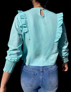 NOVEDAD: Blusa de algodón color Azul Turquesa. Mod. Vaiana. Talla única: da desde la 34 a la 38-40