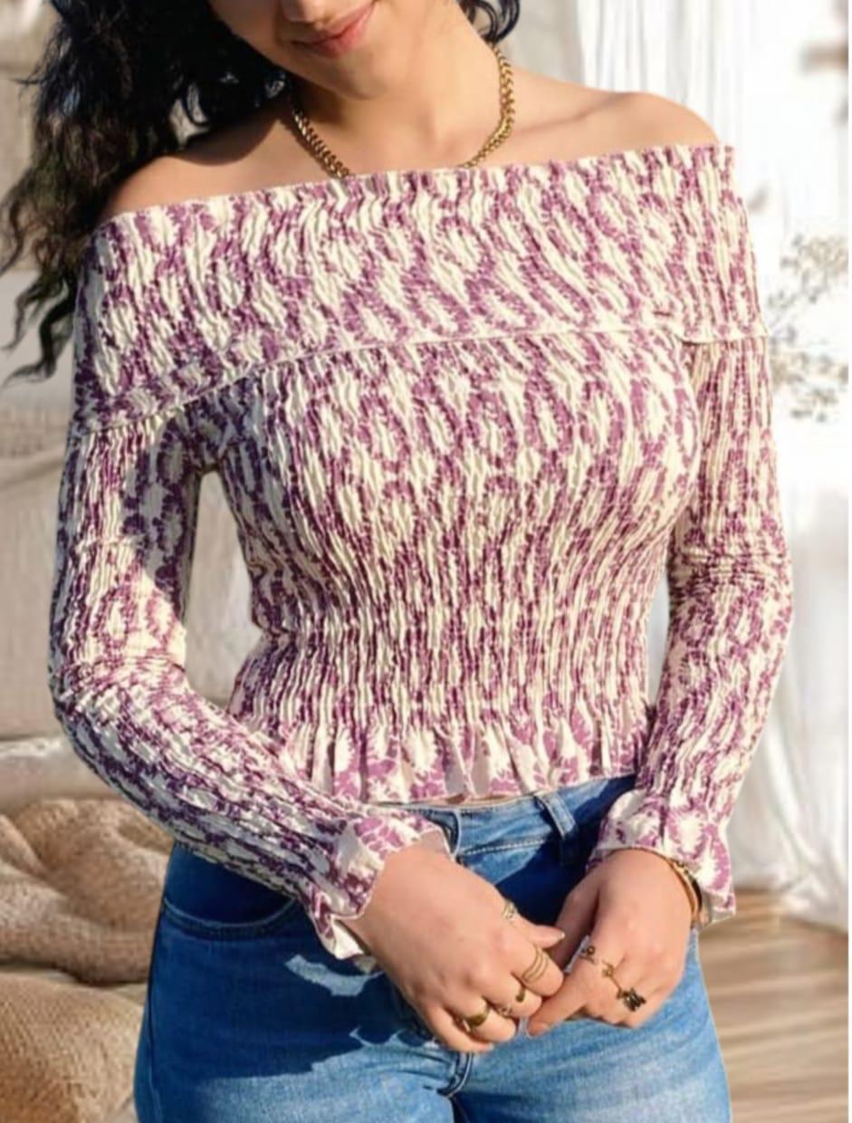 NOVEDAD: Blusa de algodón Mod VICTORIA. Colores: Beige y buganvilla