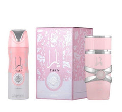 Pack: Perfume Yara 100 ml + Desodorante Yara 200 ml a juego .Original de Lataffa. 100 ml. Perfume árabe mujer. ALTA PERFUMERÍA