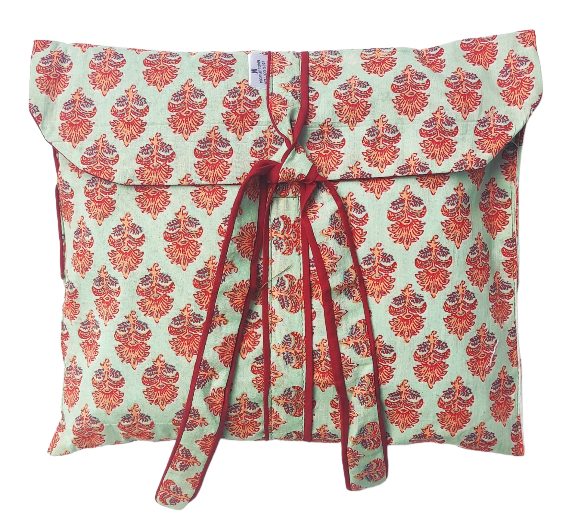 PIJAMA de mujer. Colores verde y naranja. Algodón 100%. Bolsa a juego para guardarlo.