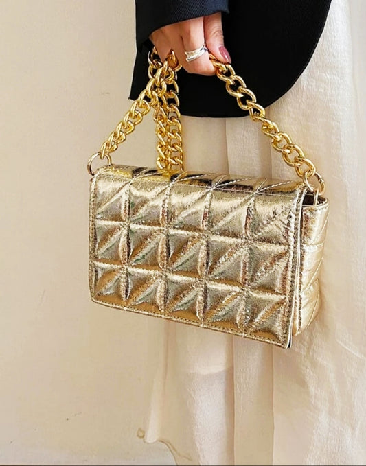 Quilted Gold Bag