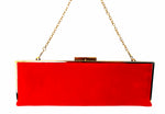 Rectangular party bag. Made in soft Valentino RED suede. With 1 gift chain. Very elegant