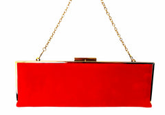 Rectangular party bag. Made in soft Valentino RED suede. With 1 gift chain. Very elegant