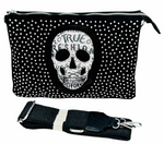 CALAVERA shoulder bag with rhinestones and 3 compartments. PU leather material.