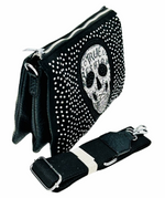 CALAVERA shoulder bag with rhinestones and 3 compartments. PU leather material.