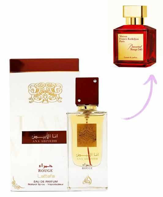 Perfume de Mujer ANA ABIYEDH ROUGE.  Original Lataffa de 60 ml. Puede Recordarte a Bacarat Rouge. Alta perfumería. Perfume árabe mujer. Premium, Alta durabilidad.