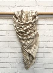 BEIGE and CAMEL Houndstooth print wool scarf