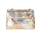 Bag in metallic tones: gold, silver and champagne. PU leather material. Crossbody bag.