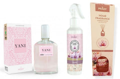 Pack PRADY: Perfume corporal + Ambientador + Mikado Yani. Recuerda a YARA ROSA. 100 ml. Frasco de cristal. Novedad