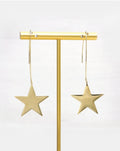 Pendientes largos de estrellas en Acero Inoxidable color oro