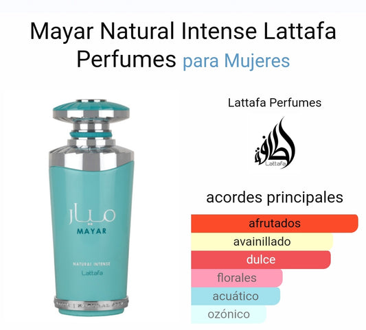 MAYAR NATURAL INTENSE  by Lattafa 100 ml. Perfume árabe mujer. Alta durabilidad. NOVEDAD 2024