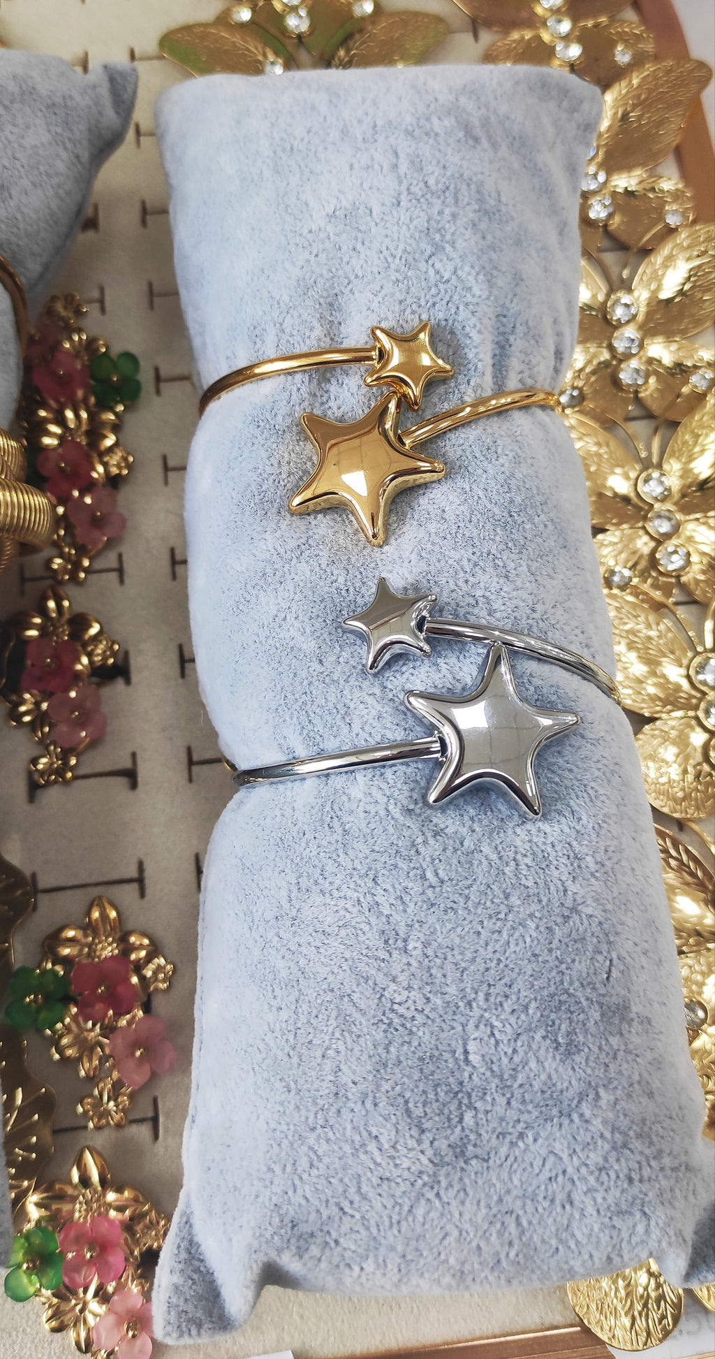 Coleccion BELEN. PACK PULSERA + PENDIENTES Acero Inoxidable acabado ORO. Modelo ESTRELLAS. Ideal, monísima ¡ Disponible también la Pulsera en Acero Planta
