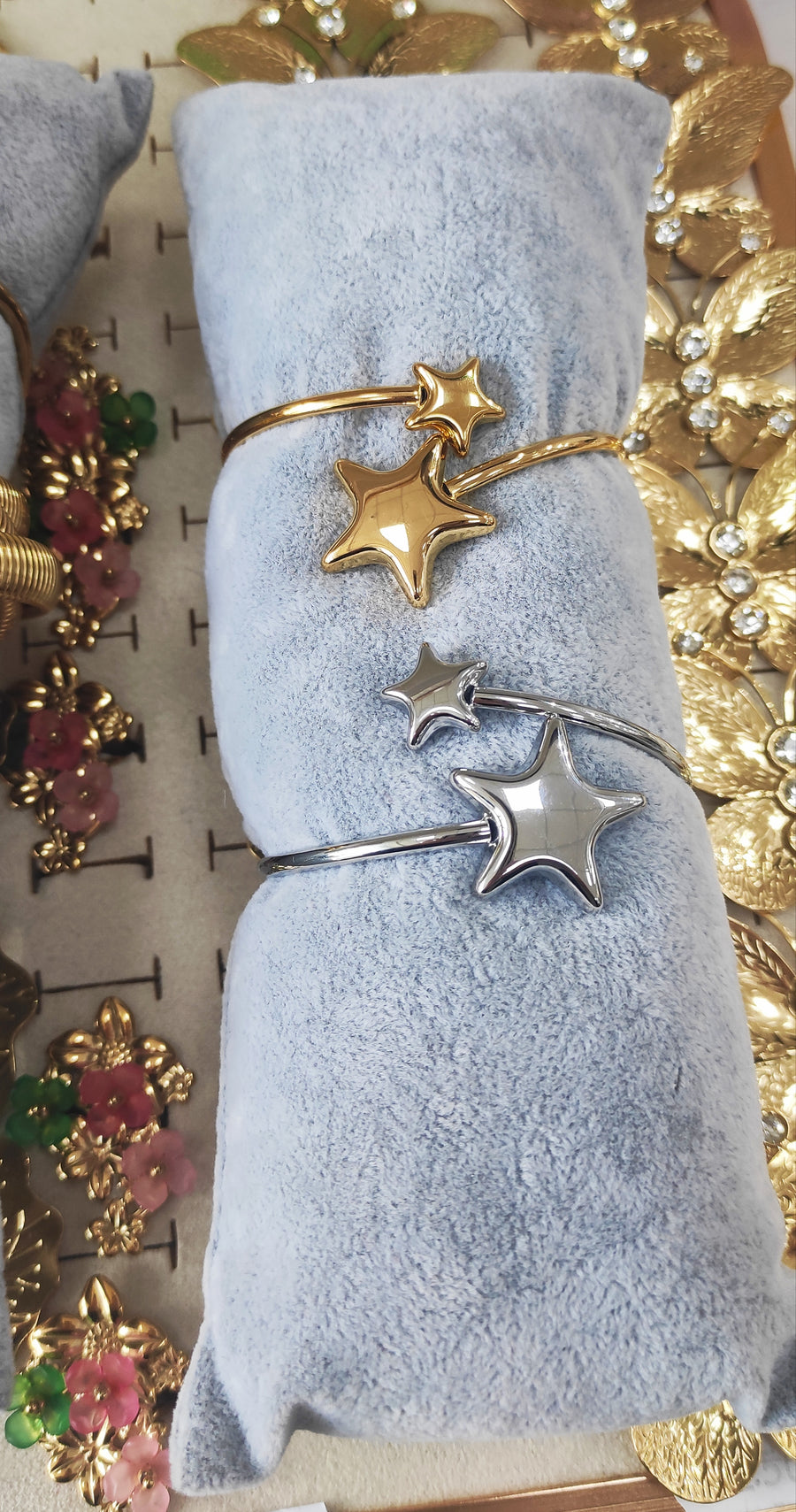 Coleccion BELEN. PACK PULSERA + PENDIENTES Acero Inoxidable acabado ORO. Modelo ESTRELLAS. Ideal, monísima ¡ Disponible también la Pulsera en Acero Planta