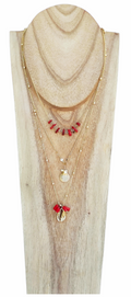 Conjunto de 3 collares largos con adornos en ROJO.