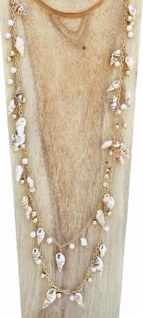 Conjunto de COLLAR LARGO y PULSERAS de caracolas y conchas