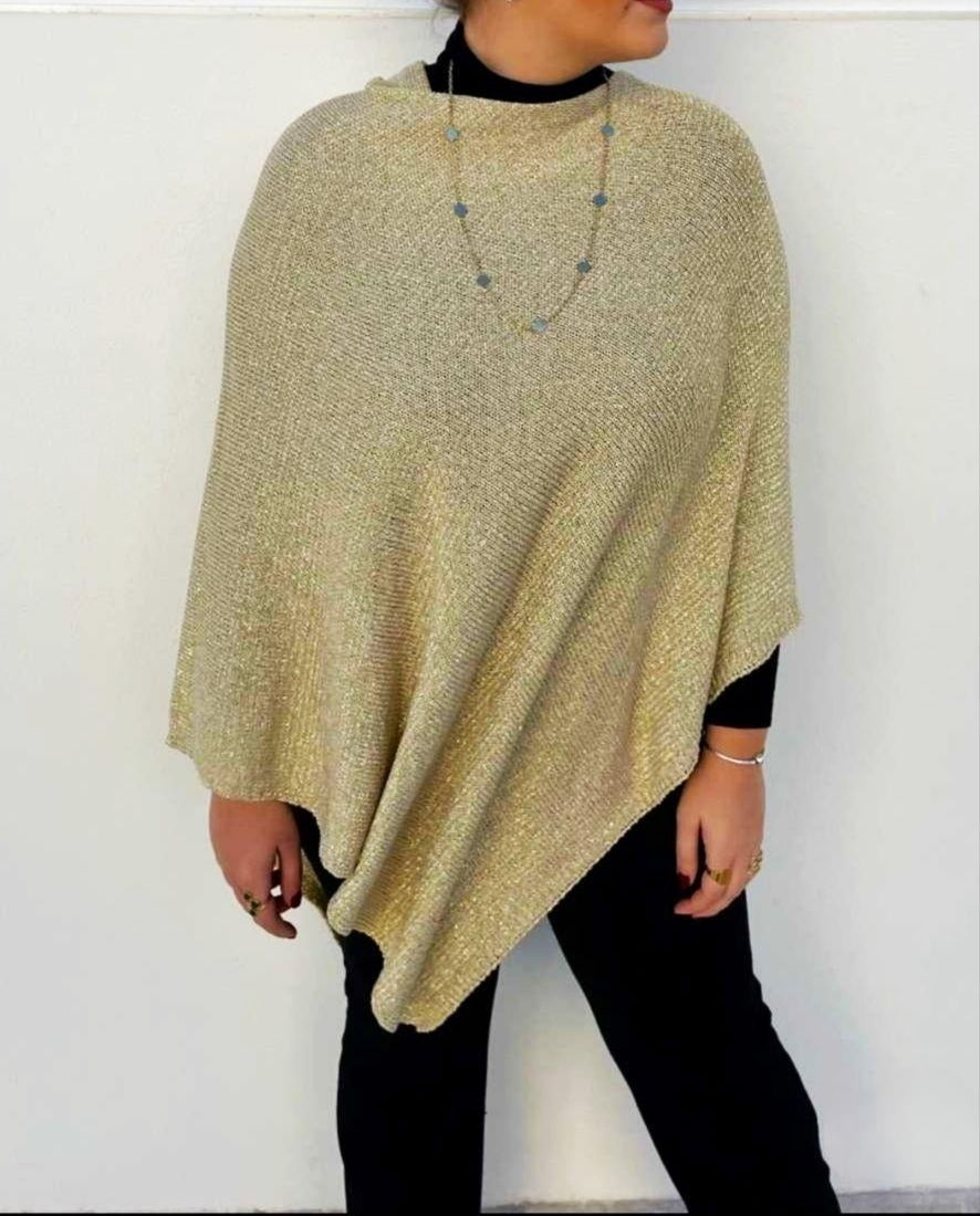 Knitted GOLD cape or poncho.