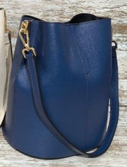 Leather bucket bag with gold chain + long handle. Available in 7 colors