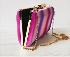 Clutch in BUGANVILLA and LILAC tones. Party bag.