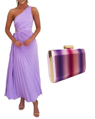 Clutch in BUGANVILLA and LILAC tones. Party bag.