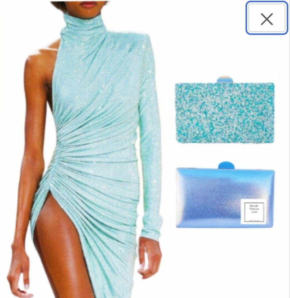 Clutch en color AZUL TURQUESA. Bolso de fiesta AZUL TURQUESA