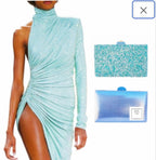 Clutch en color AZUL TURQUESA. Bolso de fiesta AZUL TURQUESA