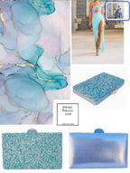 Clutch en color AZUL TURQUESA. Bolso de fiesta AZUL TURQUESA