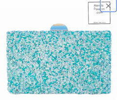 Clutch in TURQUOISE BLUE color. TURQUOISE BLUE party bag