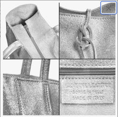 Bolso Tote bag de piel en plateado. GENUINE soft LEATHER. Silver Soft Leather Tote, Silver Shopper, Shoulder Bag Silver, Work Handbag Silver