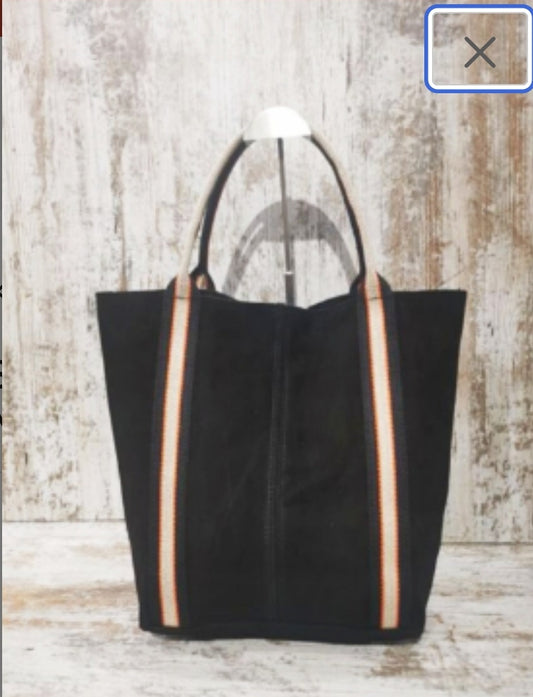 Suede bag decorated with a striped ribbon. Only 1 unit!!