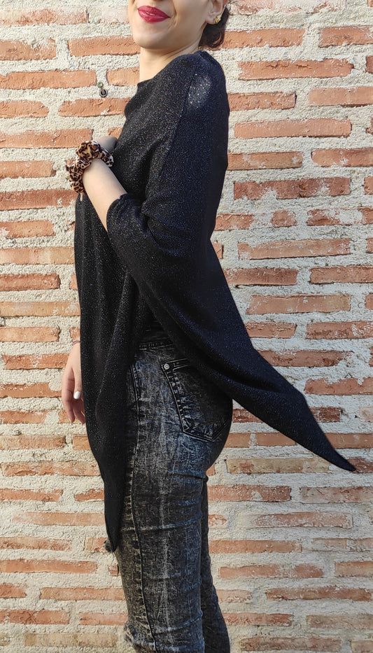 Poncho negro glitter